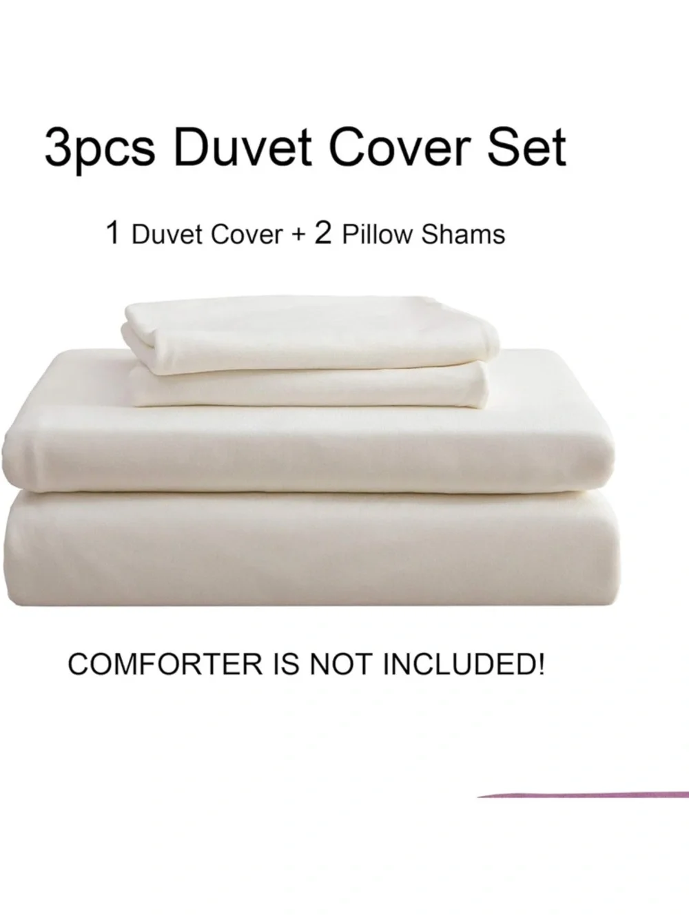 Off-White Jersey Knit 100% Cotton Duvet Cover Set 3 Pc-Full Size